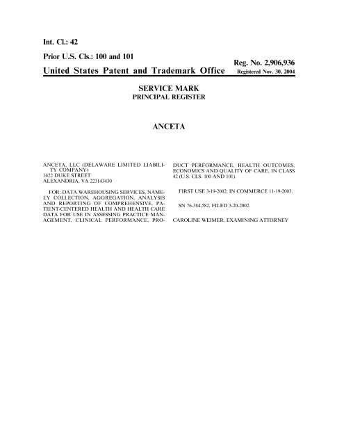 United States Patent and Trademark Office