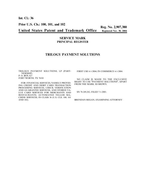 United States Patent and Trademark Office