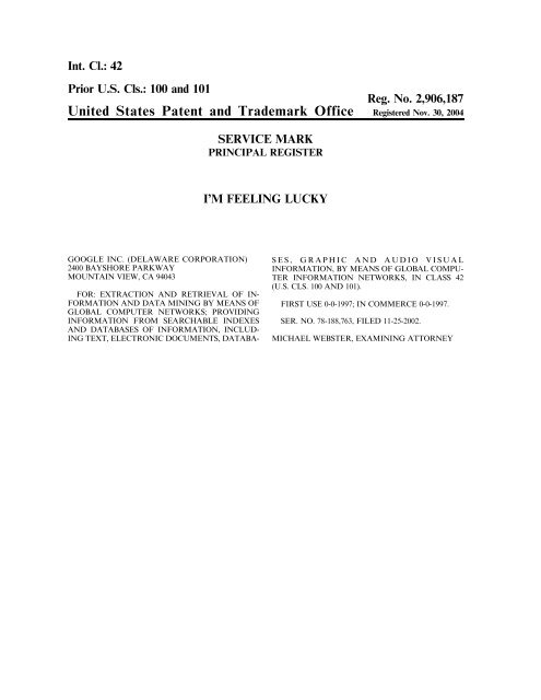 United States Patent and Trademark Office