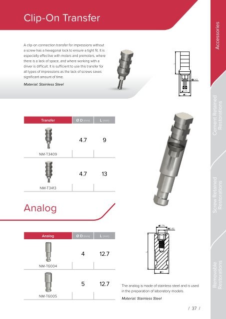 Noris Medical Dental Implants Product Catalog 2018