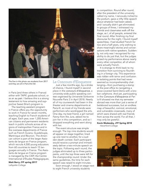 Sweet Briar College JYF in Paris Alumni Magazine - December 2018