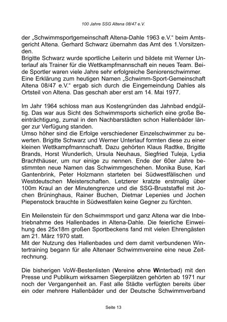 100 Jahre SSG Altena 08/47 e.V.