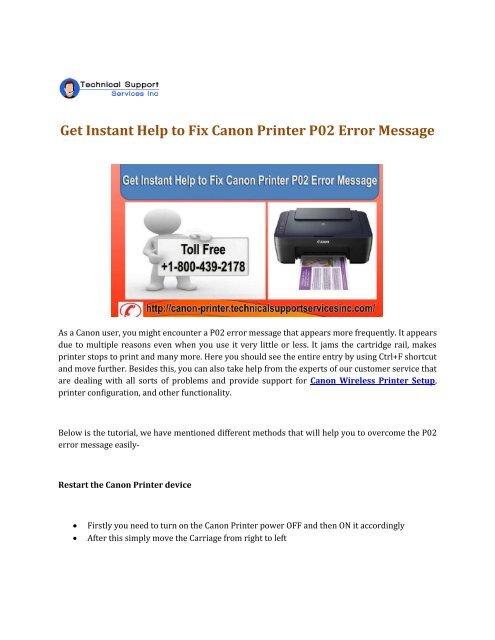 Get Instant Help to Fix Canon Printer P02 Error Message
