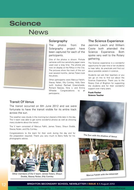 Newsletter - Brighton Secondary School