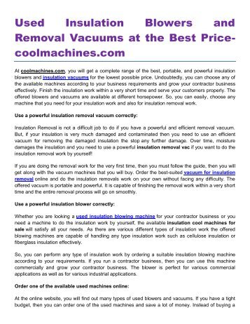 Used Insulation Blowers and Removal Vacuums at the Best Price coolmachines.com