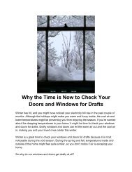 Why the Time is Now to Check Your Doors and Windows for Drafts