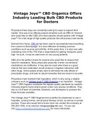 Vintage Joye™ CBD Organics Offers Industry Leading Bulk CBD Products for Doctors
