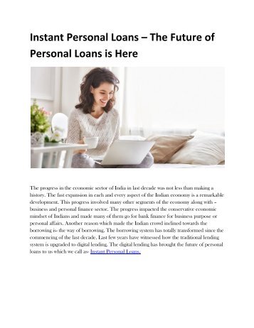 Instant Personal Loans   The Future of Personal Loans is Here