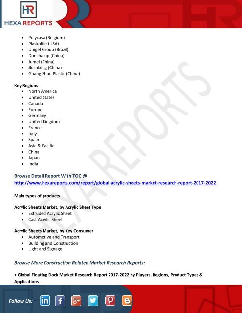 Acrylic Sheets Market Regional and Driving Factor Analysis by 2017-2022