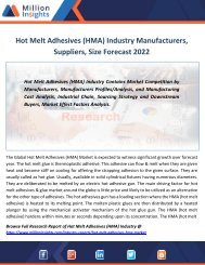 Hot Melt Adhesives (HMA) Industry Manufacturers, Suppliers, Size Forecast 2022
