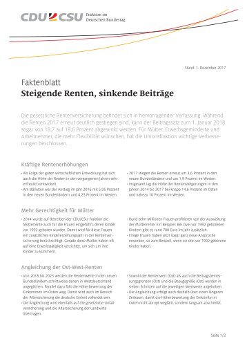 Faktenblatt Rente