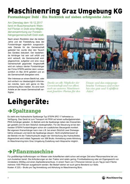 Maschinenringzeitung Jänner 2018