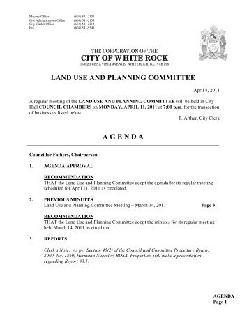 land use and planning committee - City of White Rock