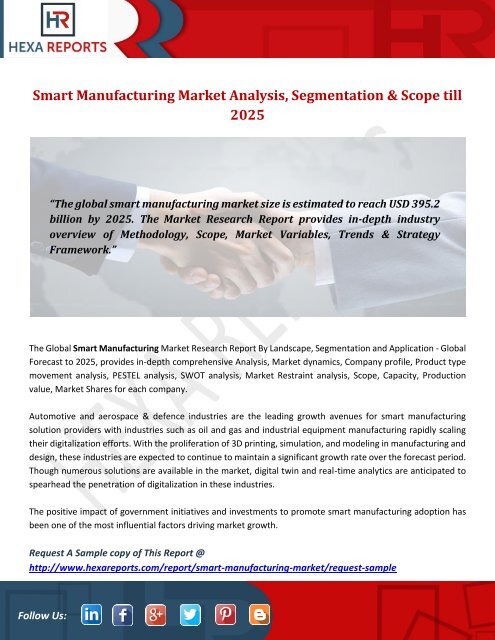 Smart Manufacturing Market Analysis, Segmentation & Scope till 2025