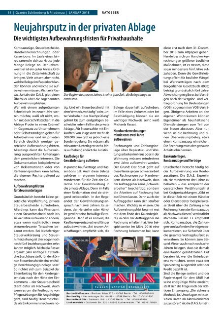 Gazette Schöneberg & Friedenau Nr. 1/2018