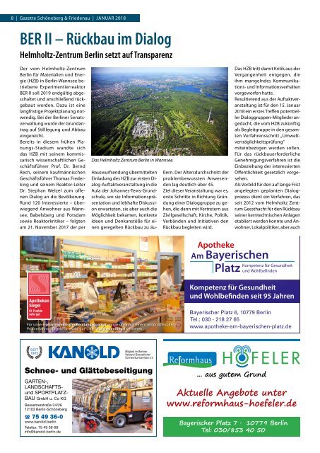 Gazette Schöneberg & Friedenau Nr. 1/2018