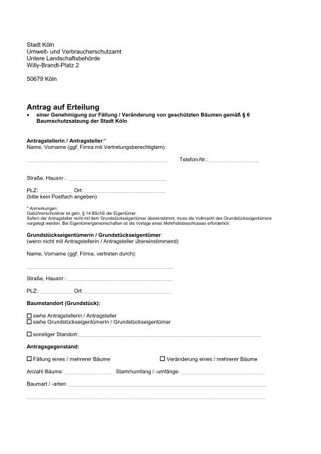 (Pdf-Dokument) Vordruck zur Beantragung einer ... - LANDEN