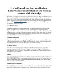 Irwin Consulting Services Review - Ensure a safe celebration of the holiday season with these tips