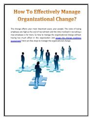 How To Effectively Manage Organizational Change
