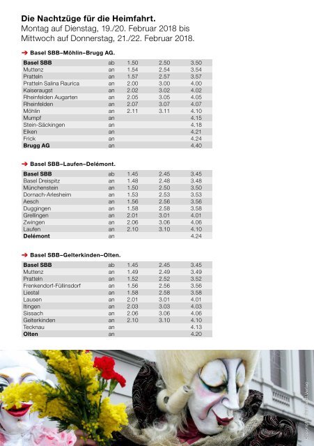 Fahrplan Fasnacht 2018