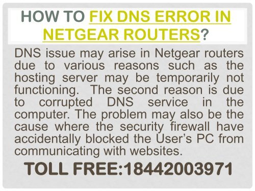 Call +1-844-200-3971 To Fix DNS Error In Netgear Routers