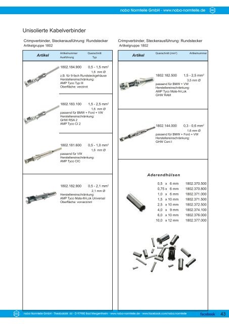 Übersicht Katalog