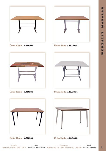 Anadağıtım Dekorasyon Masa ve Sandalye Ürün Kataloğu / Table and Chair Catalog