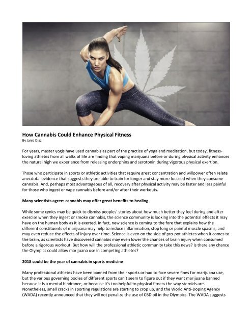 How Cannabis Could Enhance Physical Fitness_Janie Diaz