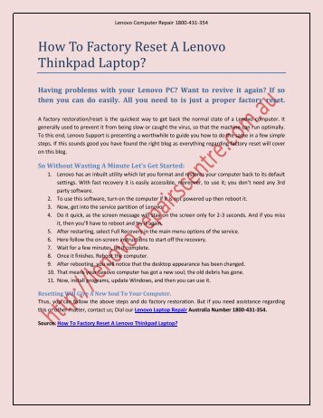 How To Factory Reset A Lenovo Thinkpad Laptop?