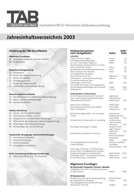 Jahresinhaltsverzeichnis 2003 - tab