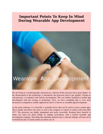 Important Points To Keep In Mind During Wearable App Development