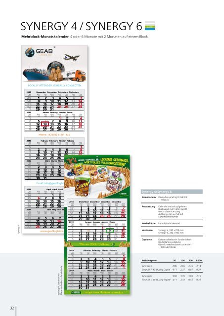 Kalender, Werbekalender 2019