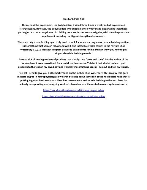 Tips For 6 Pack Abs Tips For 6 Pack Abs