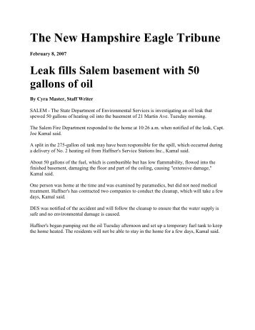 Haffner's Oil Spill - News Articles 2007- 2018