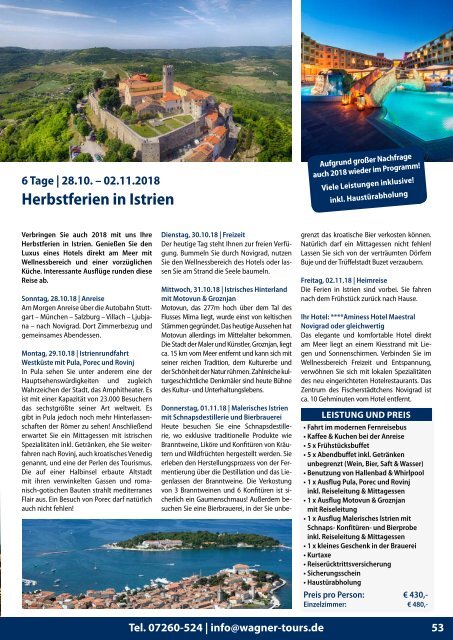 Wagner-tours Katalog 2018