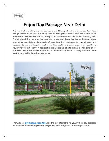 Enjoy Day Package Near Delhi with TheRurBanVillage