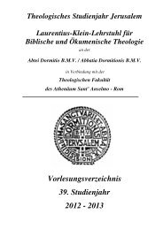 Religion und Moderne - Theologisches Studienjahr Jerusalem