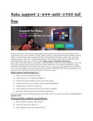 Roku technical support number 1-844-600-1933 toll free