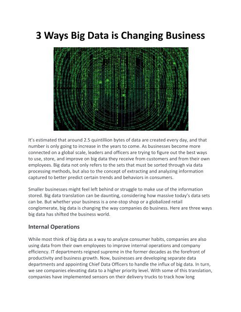 3 Ways Big Data is Changing Business
