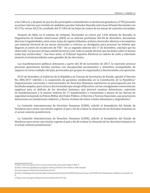 COFADEH. Informe violaciones a DH   en contexto protesas anti fraude en Honduras No.2(1)