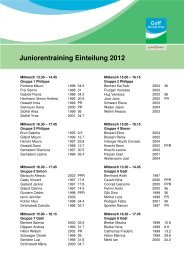 Juniorentraining Einteilung 2012 - Golfclub Domat/Ems