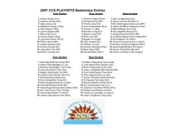 2007 CCS PLAYOFFS Badminton Entries