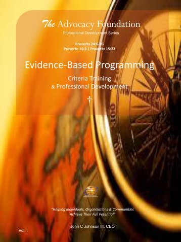 Evidence-Based Programming - Criteria Training and Professional Development - Vol. I