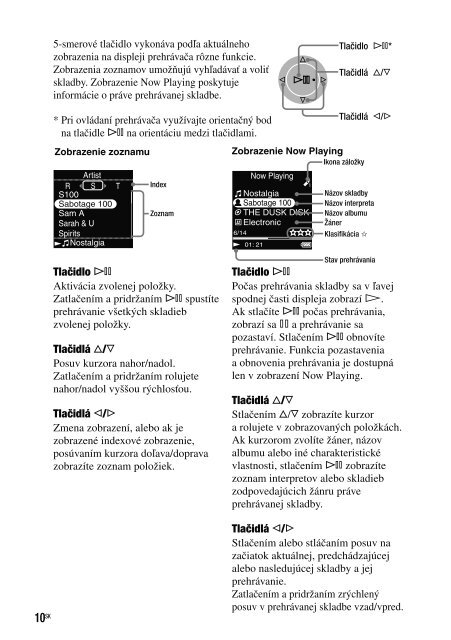 Sony NW-A1200 - NW-A1200 Mode d'emploi Slovaque