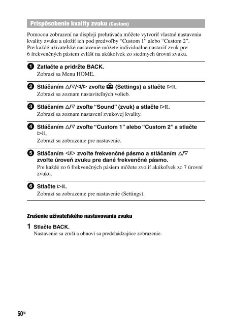 Sony NW-A1200 - NW-A1200 Mode d'emploi Slovaque