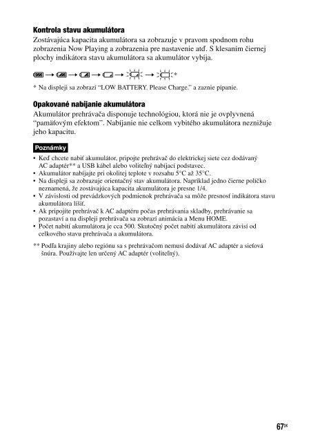 Sony NW-A1200 - NW-A1200 Mode d'emploi Slovaque