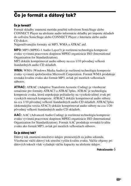 Sony NW-A1200 - NW-A1200 Mode d'emploi Slovaque