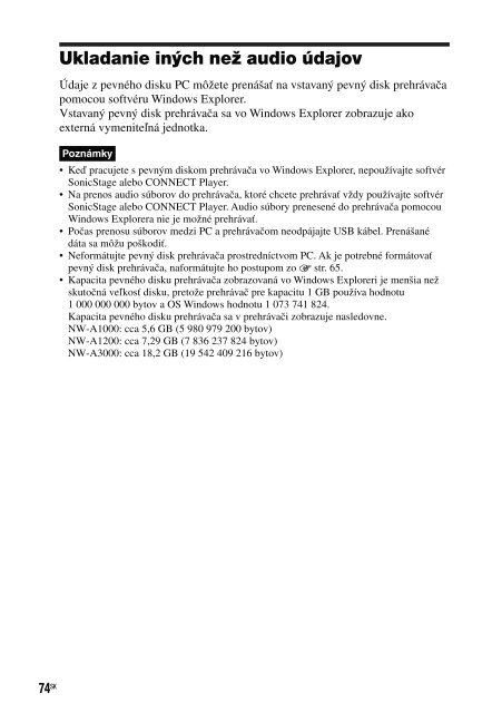 Sony NW-A1200 - NW-A1200 Mode d'emploi Slovaque