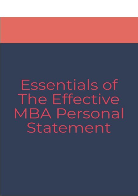 Essentials of an Effective MBA Personal Statement