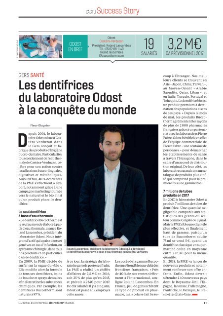Le Journal des Entreprises - Toulouse - Dec 2017-20-22 SHORT